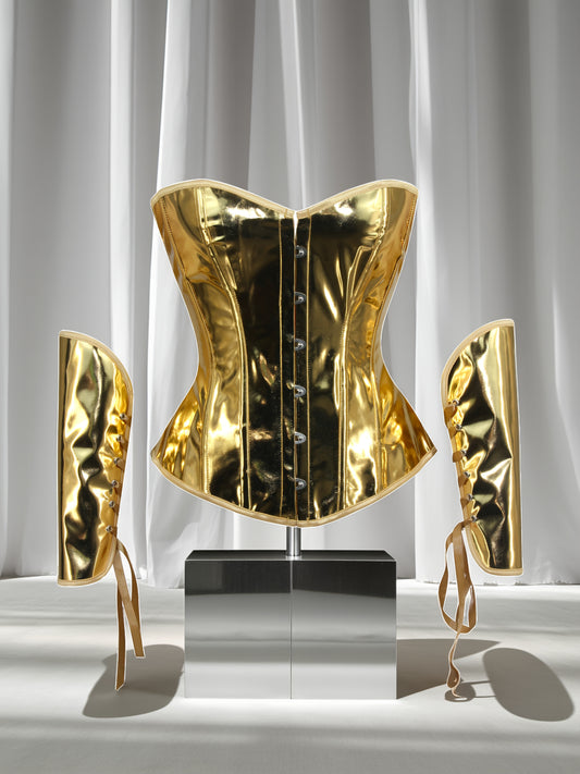 Gogo Future Technology Golden Tight-Fitting CORSET, Steel Knight Performance Ball Gown Set