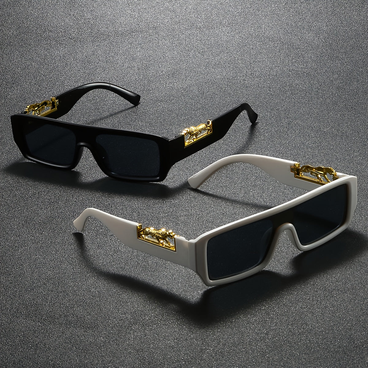 2 Pairs of Men's Square Flat Top Wide Leg High-End Exquisite Trendy Tough Guy Style Fashion Glasses