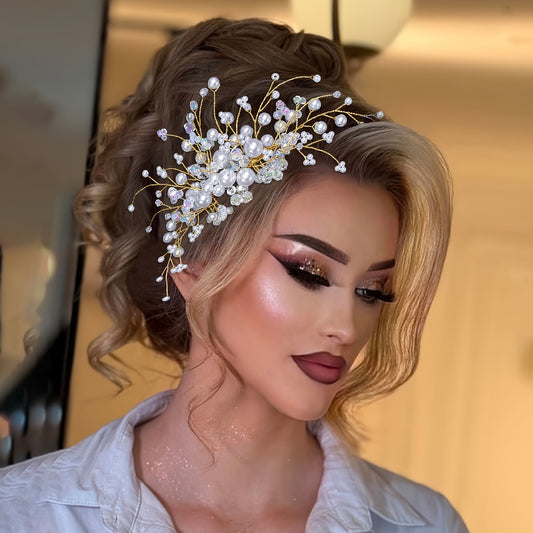 Elegant Bridal Hair Comb with Pearl and Rhinestone Accents - Luxurious Updo Accessory for Weddings, Anniversaries, and Formal Events, Wedding Hair Accessories