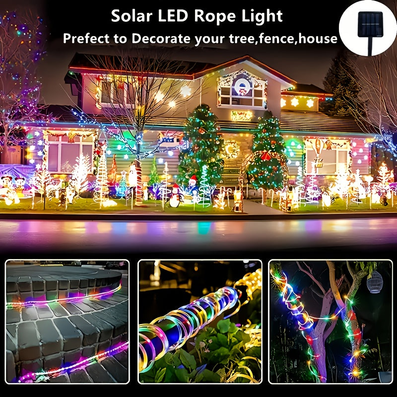 1pc solar rope tube light, 8 lighting modes, LED fairy ring, suitable for DIY decoration, perfect for courtyard, garden, terrace, fence, tree, trampoline, wedding, birthday party, Christmas decoration, light string that meets 11 holiday needs