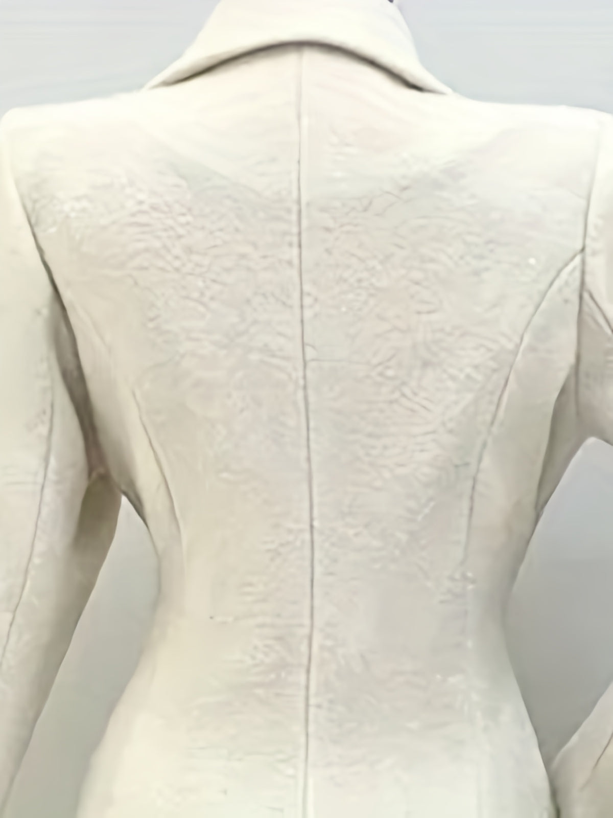 Women's Cream White Tweed H-Line Slim-Fit Long Winter Coat with Cross-Fall & Golden Button Closure - Elegant Fall/Winter Outerwear, Pocket Door Jacket (Dry Clean Only)