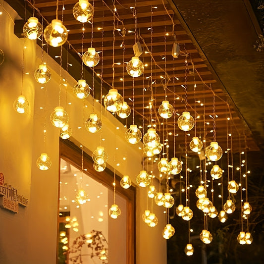 3.0 meter Fairy Light String with 108 LED Bulbs - 12 Clear Spherical Lights, Battery-Powered, No Plug Needed, Wall-Mounted, Perfect for Christmas, Valentine&Apos;S Day, Birthdays, And Indoor Holiday Decor, Indoor Holiday Decor | Classic Style | Metallic