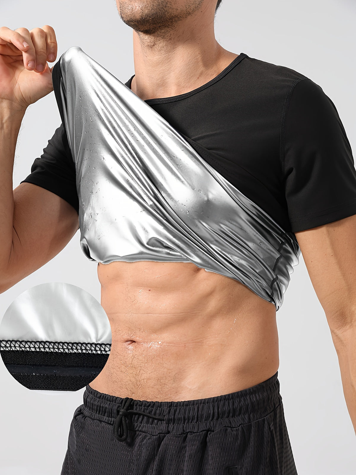 Sauna Shirt For Men, Short Sleeve Sauna Suit For Men Weight Loss, Sweat Body Shaper Sauna Vest For Men Gym Exercise Sauna Top