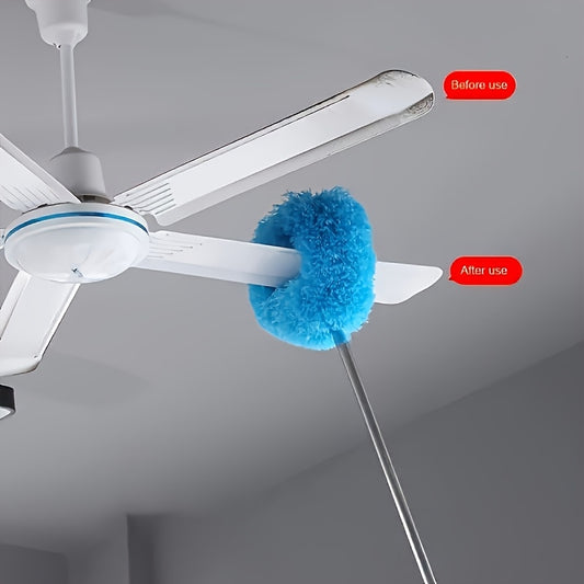 Ceiling Fan Dust Collector with Retractable High Reach & -Slip Lock - Detachable Brush Heads, Feather Duster Attachment, Machine Washable - -Free Operation for RV, Home, Ceiling & Glass Cleaning - Ideal for Bedrooms, Bathrooms, Kitchens (No /Easy Install