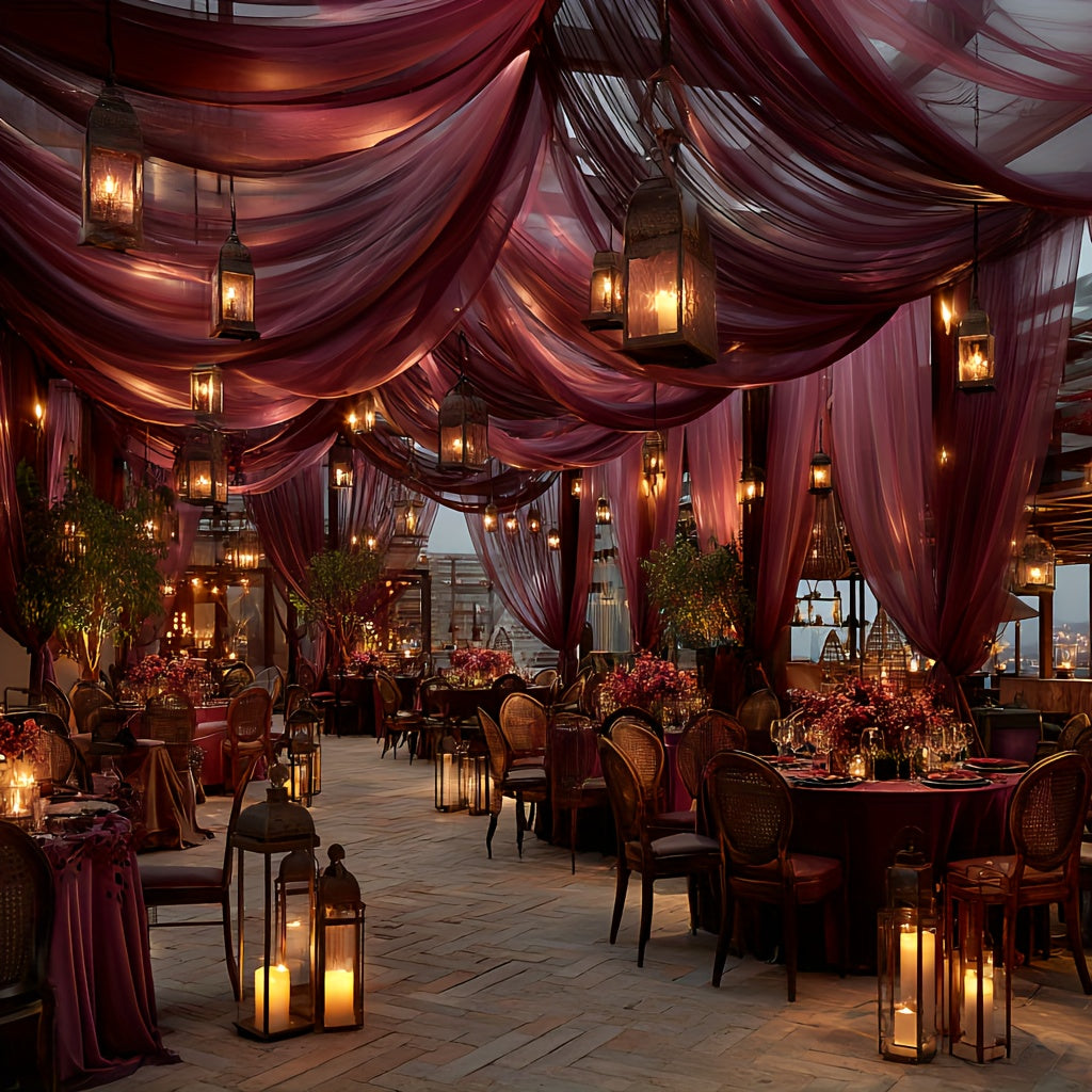 Luxurious Wine-Red Draping Decoration, 8.35 Meters High-End Wedding Decor Fabric | Polyester Transparent Material Suitable for Ceremonies / Banquets / Tablecloths / Backdrop | Ideal Gift Choice for Valentine'S Day & Weddings