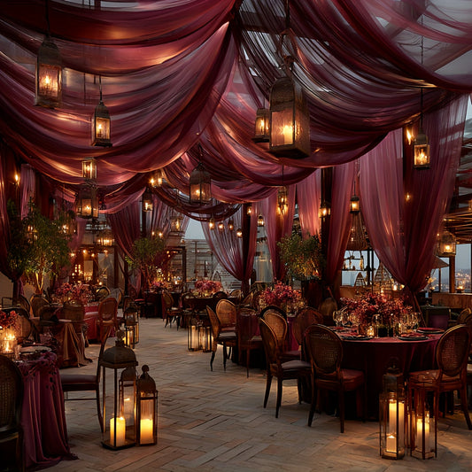 Luxurious Wine-Red Draping Decoration, 8.35 Meters High-End Wedding Decor Fabric | Polyester Transparent Material Suitable for Ceremonies / Banquets / Tablecloths / Backdrop | Ideal Gift Choice for Valentine'S Day & Weddings