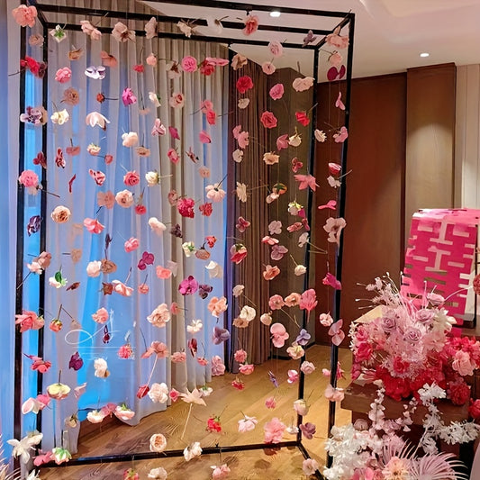 121pcs Floating Flower Decoration Set - Bohemian Style Artificial Flowers 100pcs, 10 Butterflies, Colorful Multi-size Fishing Line Rolls with 10 Adhesive Hooks - Suitable for DIY Flower ArranSynthetic Gemstoneents, Weddings, Birthdays, Home Decor