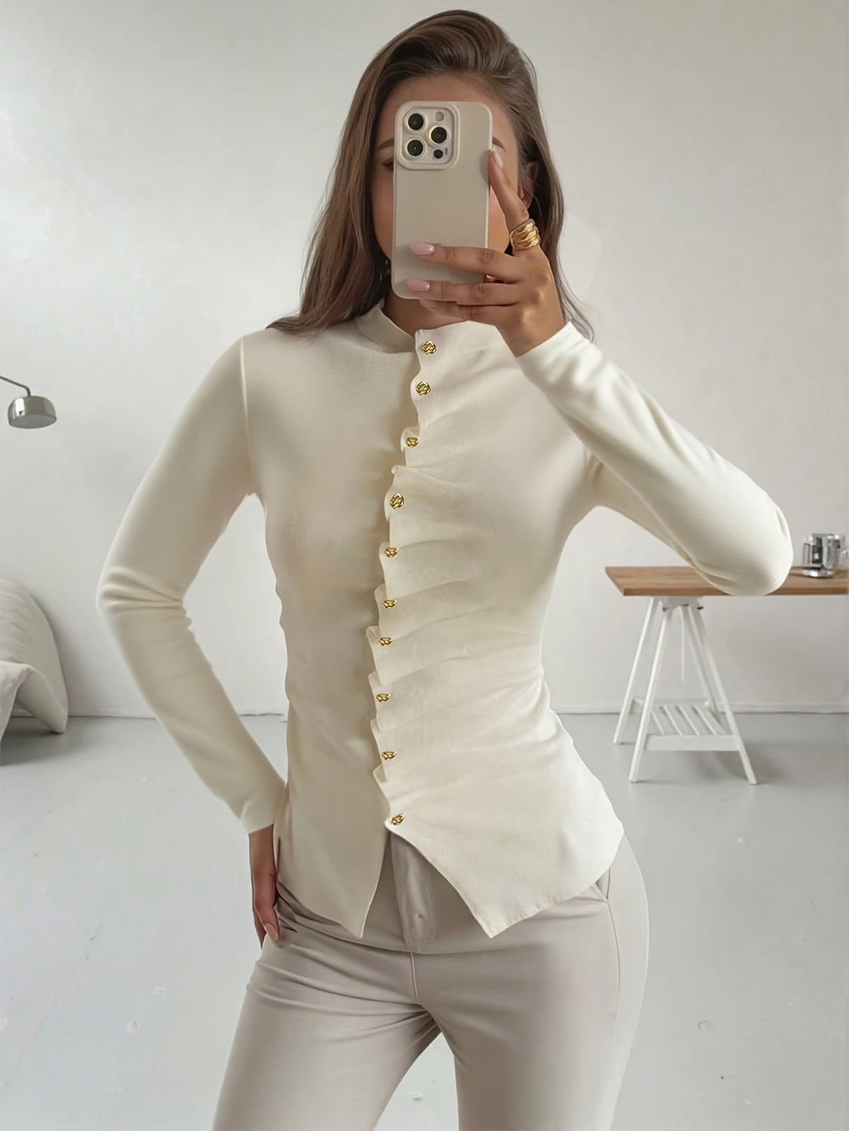 Spring and Autumn New Women's Top, Simple and Elegant Style, Solid Color, Fashionable Casual Comfortable Waist-Defining Commuter Long Sleeve Cardigan