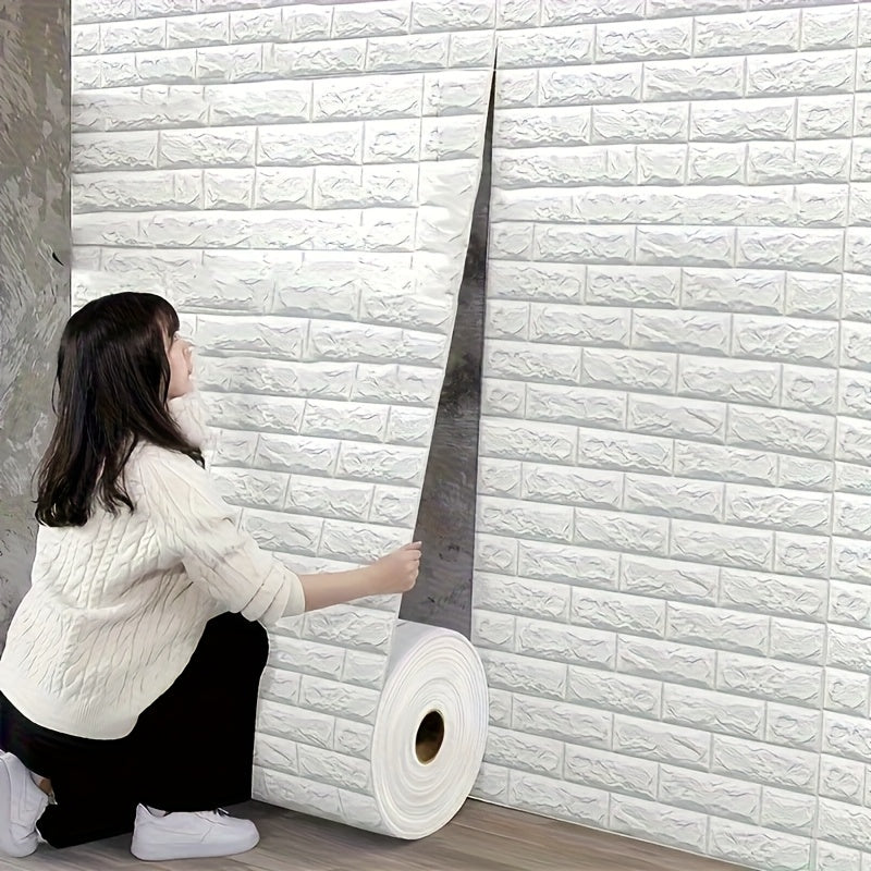 3meter 1roll Continuous Brick Wall Sticker | Waterproof and Oil-Resistant Vinyl, Easy to Clean, Suitable for Kitchen, Living Room, and Other Wall Renovations