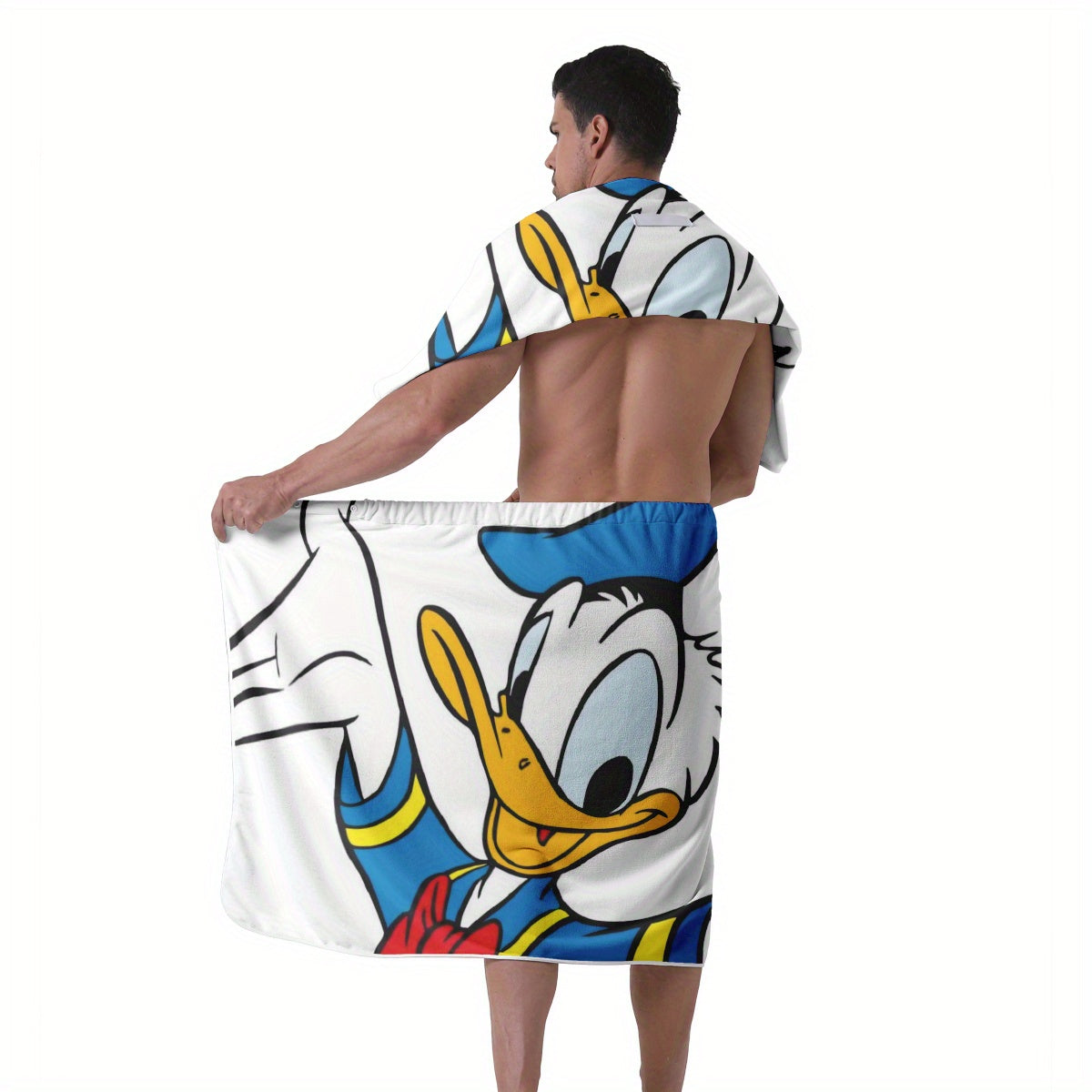 2pcs, Mens Bath Towel Set, Disney Donald Duck Pattern, Men's Towel Skirt, Bath Towels, Room Essentials for Men, Sauna Accessories, Dorm Room Essentials for Guys, Gift to Men