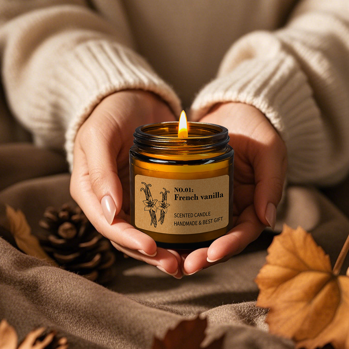 Lavender Scented Soy Wax Candle - 3.5oz (90g) with Essential Oil Infusion, 20-Hour Burn Time, Soy Wax for Long-Lasting Lavender, Vanilla, Freesia & Jasmine Aroma - Round Candle for Home Decor, Christmas, Halloween, Gifts, Scented Candles, Aesthetic Room