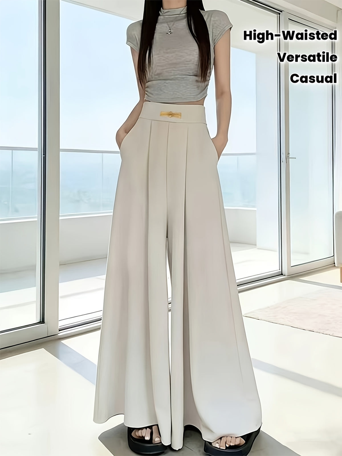 Yamamoto Skirt Pants Women Summer Versatile Outerwear Mom Outfit High Waist Fashionable A-line Half Skirt Hanging Casual Wide Leg Straight Leg Pants Skirt Women