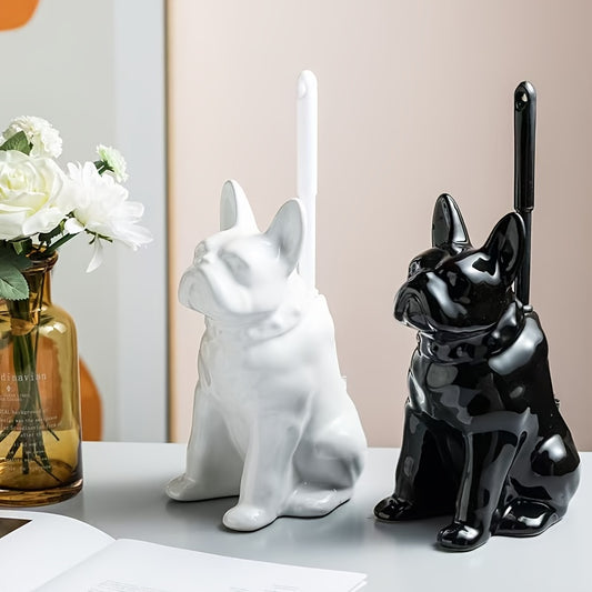 1pc Creative Ceramic toilet brush base + long-handled toilet brush, black and white cat design, interior decoration, toilet decoration, bathroom cleaning tool, suitable for modern home decoration, Wall Toilet Brush, Toilet Brush Long Handle, Self Cleanin