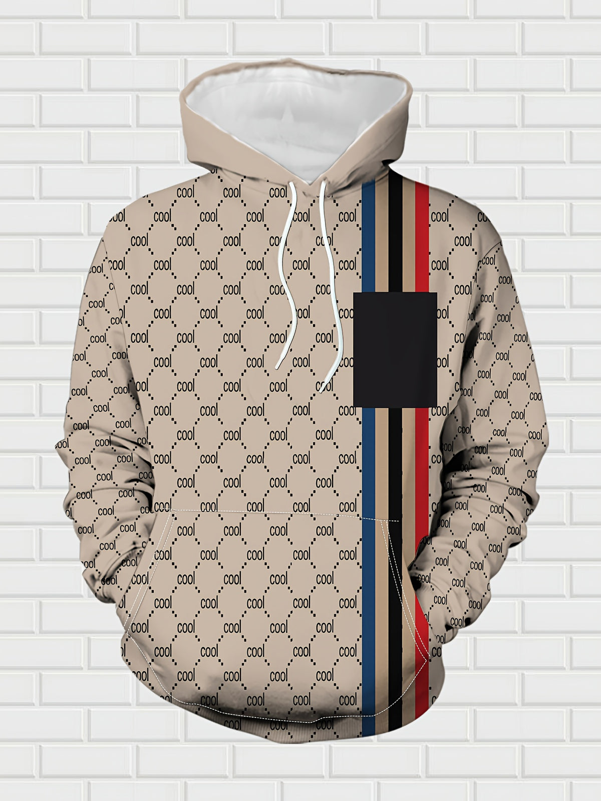 Plaid 2pcs Hoodie Set Autumn/Winter New Men'S Fashion Casual Classic Hooded Sweatshirt with Striped Top and Polyester Pockets for Street Outdoor Sports