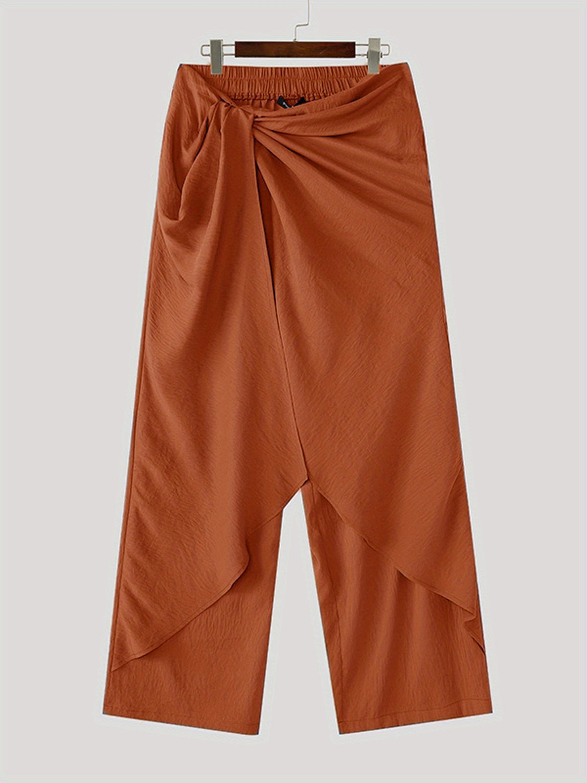 INCEURN Men'S Pants with a Solid Color, Gathered Layered Style, Casual Straight Leg Design for a Street Hippy Look