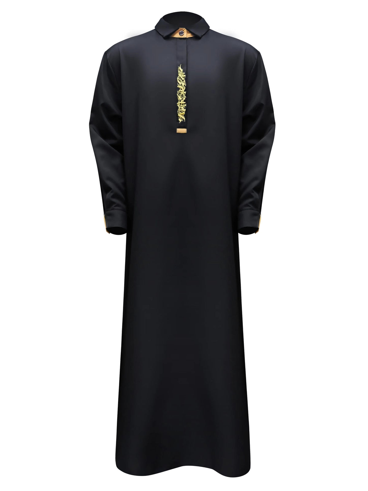 Arab Men's Plus Size Black Robe Muslim Casual Embroidered Jubba Robe All-season Universal Thobe Jubba Thawb For Men, Men's Clothing, Plus Size