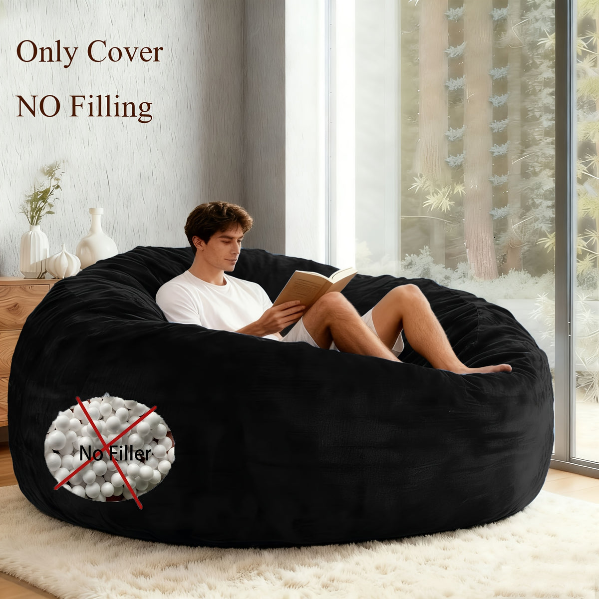 1pc Grey Modern Oval Bean Bag Chair Cover - No-Filler Empty Sofa Bed, Plush Bedspread for s &, Machine-Washable Lazy Lounge Chair, Compatible with Most Bean Bag Chairs (Living Room, Bedroom)
