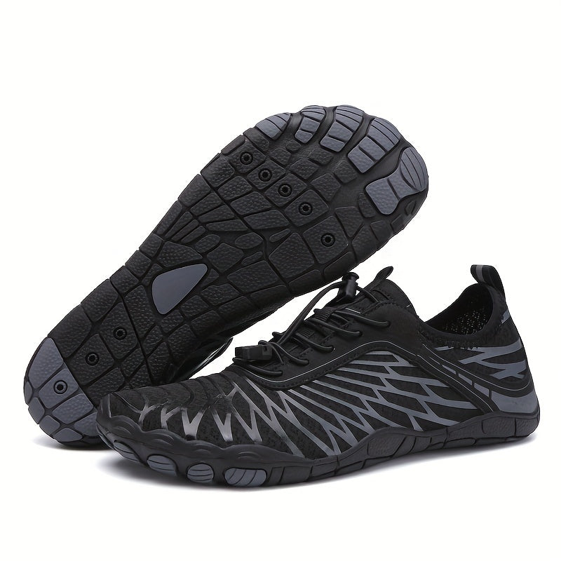 Quick-Dry Aqua Sneakers for Men - Breathable with Non-Slip Rubber Sole for Surfing, Swimming, Beach Tennis & Volleyball - Versatile All-Season Footwear in Gray, Black