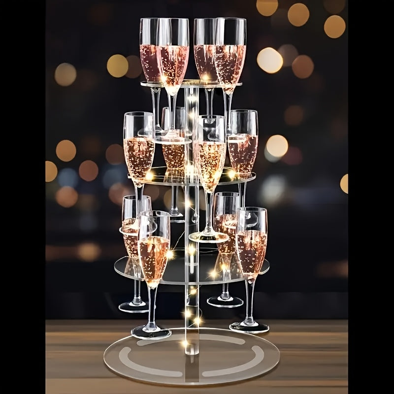 1pc elegant transparent three-layer cocktail glass stand for 12 cups-tower champagne glass display stand perfect for parties and events.