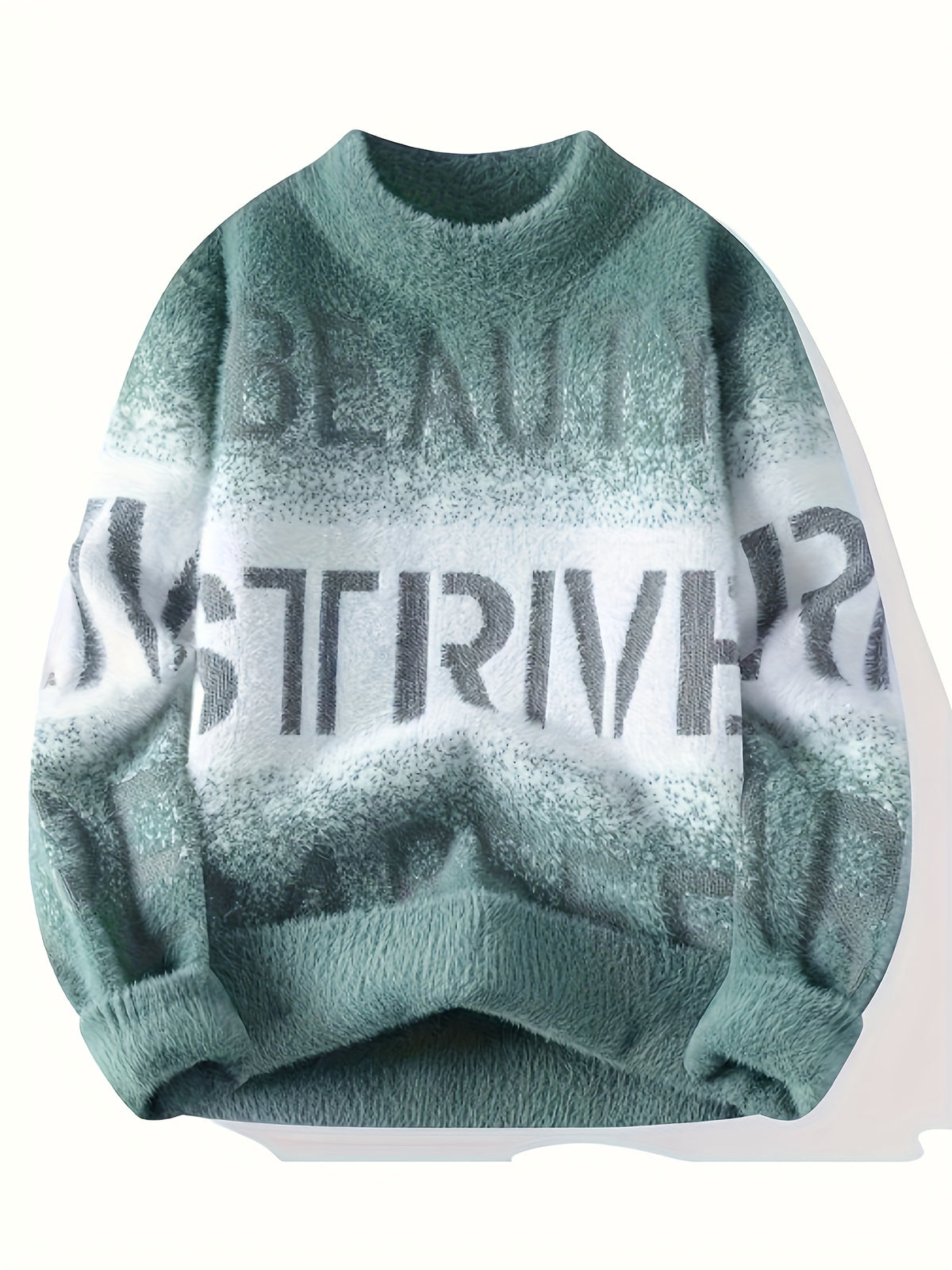Men's Thermal Sweater - Black/Beige/Gray/White/, Slim Fit Round Neck Pullover for Fall/Winter, Elegant Typography Casual Sweater for Everyday & Formal Outfits - Adult & Teen Luxury Knit Sweater, Winter Fashion, Modern Knitwear, Cozy Material, Stylish Top