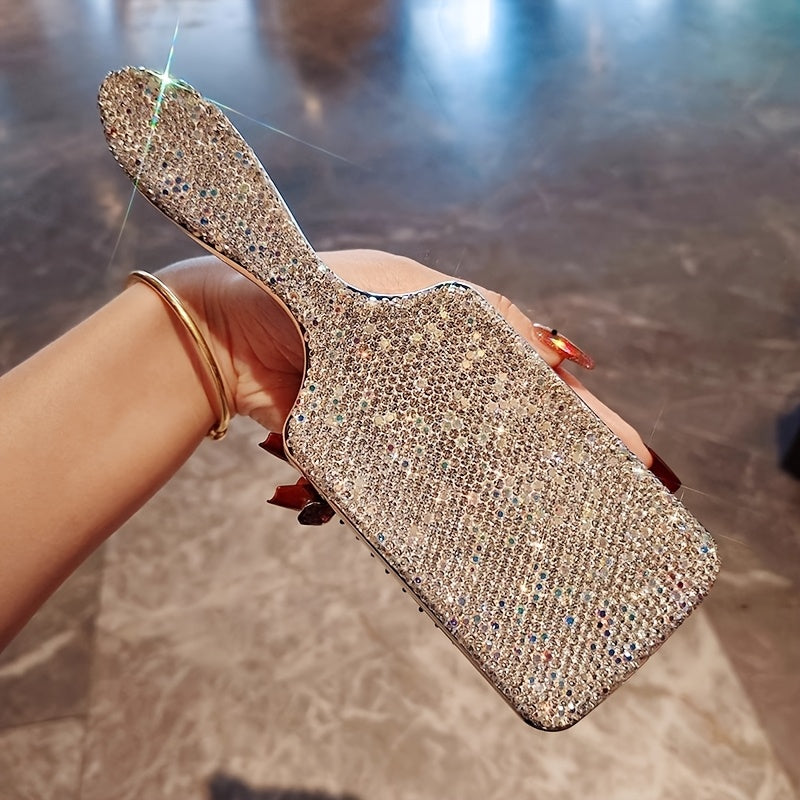 1pc Luxury Rhinestone-Encrusted Hairbrush with Cushioned Handle - Sparkling Glamorous Hair Styling Tool for Women, Lightweight Design for Gentle Detangling & High Crown Hairstyles, Stylish Hair Accessory, Elegant Accessory, Diamondlike Embellishments