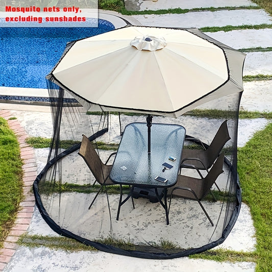 10-Foot (3.05m) Round Bohemian Outdoor Canopy Tent with Mosquito Net - Heavy-Duty Waterproof Black & White UV Shade, Insect-Proof Dome Shelter for Garden, Backyard, Camping, Poolside - Iron Frame & Polyester Fabric (No Poles Included)