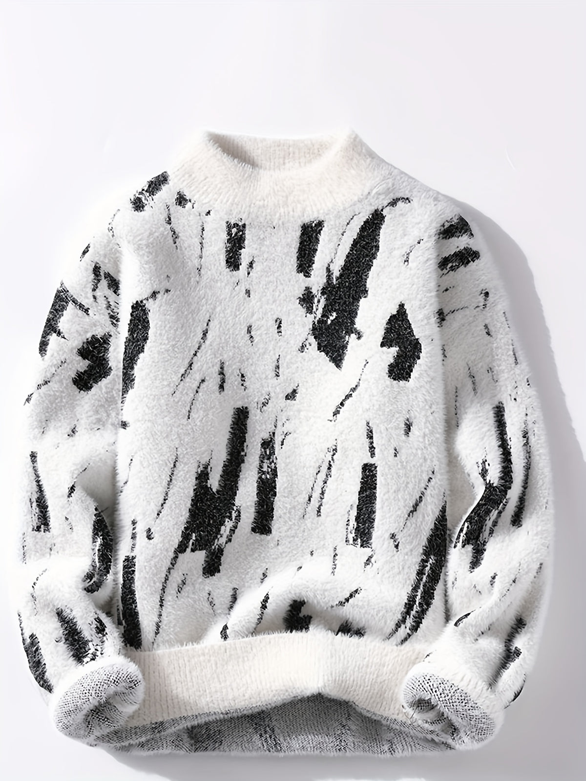 New Autumn-Winter Round Neck Men's Sweater, Loose Fashion Personality Knitwear, 673 Warm Thick Pullover Top