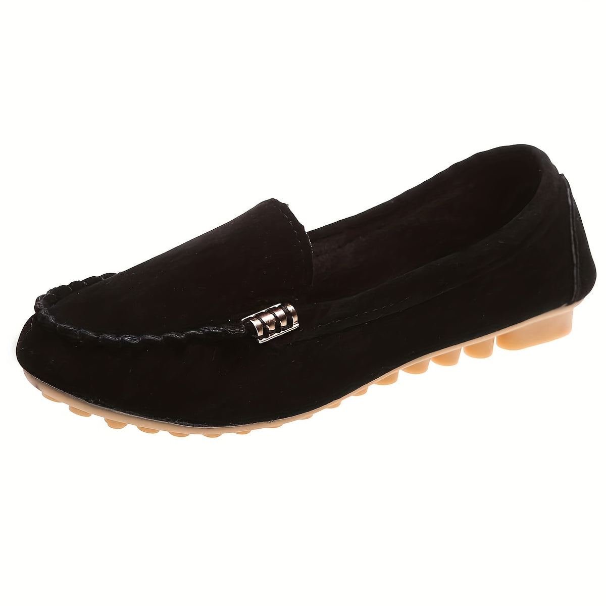 Women's Round Toe Loafers, Solid Comfortable Slip On Shoes, Women's Footwear