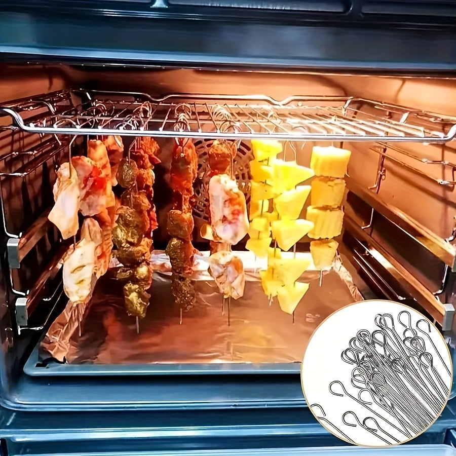 10pcs Stainless Steel Goose Tail Skewers, Reusable BBQ Skewers, Meat Skewers, Poultry Tying Needles, Metal Skewers for Grilling, Grilling Tools, Durable Design, Heavyduty Skewers, Highquality Metal, Foodgrade Material, Barbecue Lovers