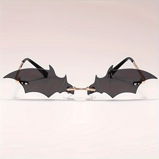 Bat-Eye Fashion Glasses for Men - Oversized Frame, Black & Golden Accents, Decorative Lenses, Stylish and Functional Eyewear for Casual or Formal Occasions, Casual Eyewear | Trendy Eyewear | Metallic Finish