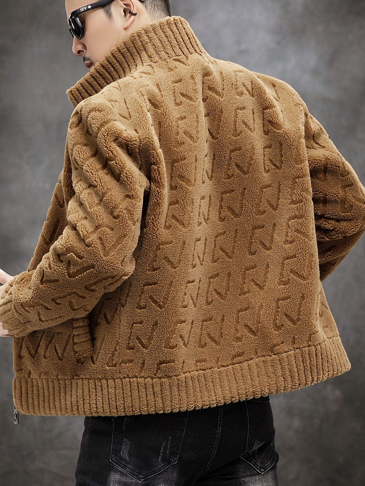 Men's Faux Fur-Lined Jacket - Casual Business Style, Warm Slim Fit, Full-Zip with Stand Collar and Ribbed Cuffs for Fall/Winter, Autumn Outerwear | Stand Collar Jacket | Golden Button Detailing