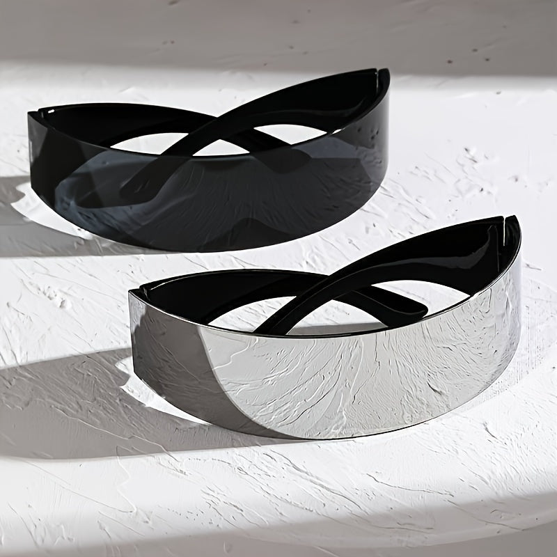 Cyberpunk Square Frame Plastic Eyeglasses with Interchangeable Lenses - Trendy Sci-Fi Style Decorative Glasses for Fashion Accessory