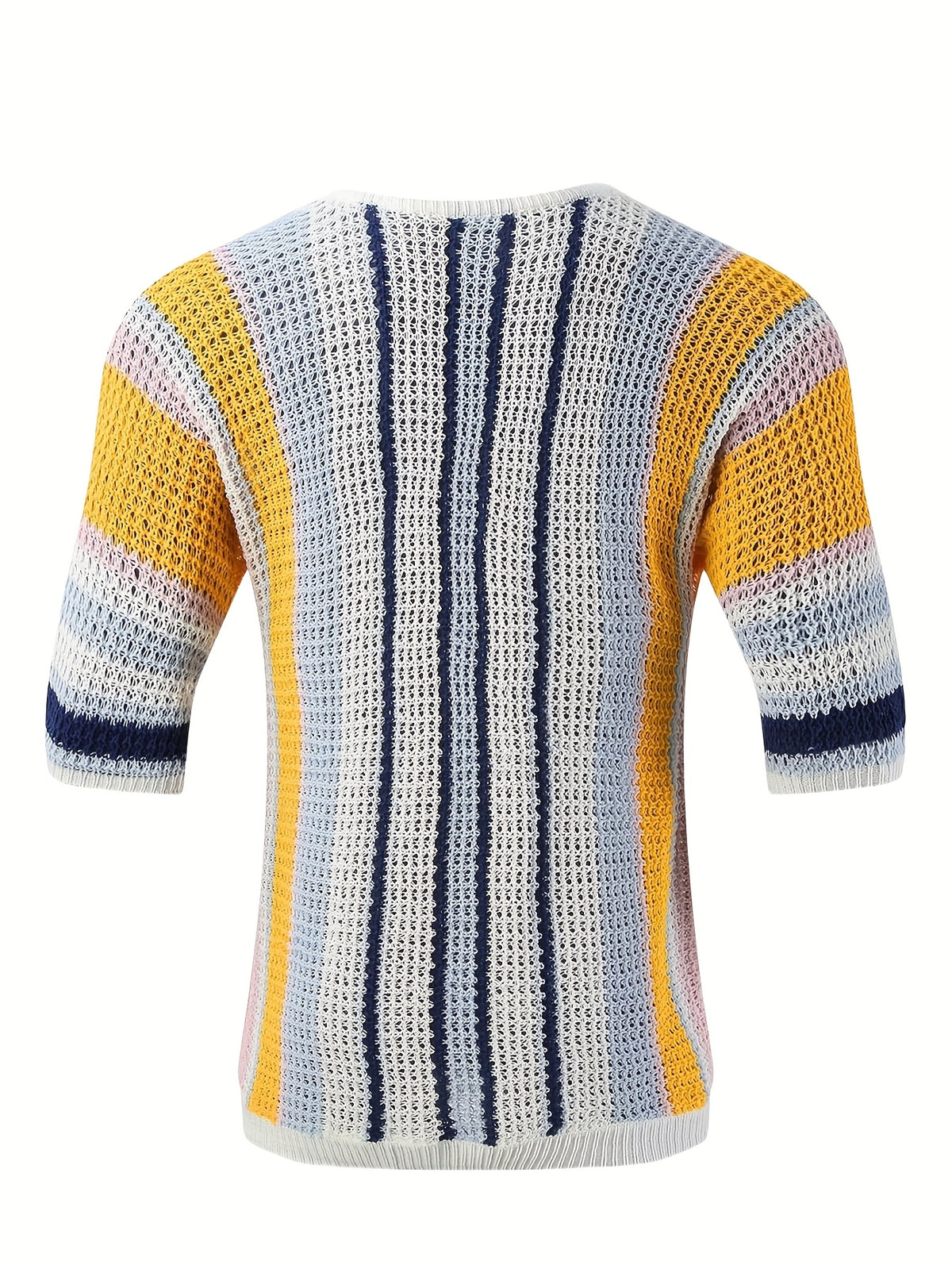 Striped Sweater Men Ribbed Knit Color Block Fall Pullover Crewneck Fashion Casual Jumper Tops Long Sleeve Loose Comfy Sweater