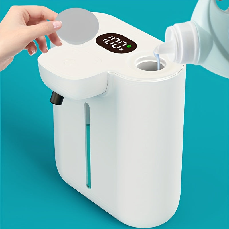 1pc USB Rechargeable Automatic Soap Dispenser with Touchless Operation, Digital Display & Auto Shut-Off - Phthalate-Free Plastic, 500mAh Lithium Battery, White Modern Design with Black Control Panel - Wall-Mountable for Kitchen, Bathroom, Shower, Bathtub