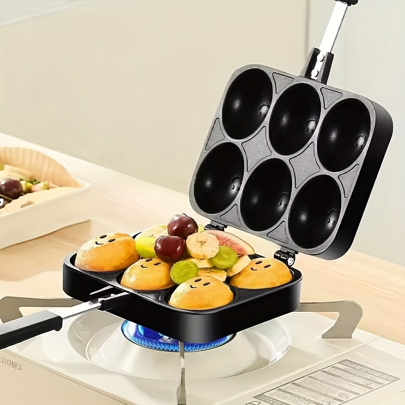 Non-Stick Egg Waffle Mold Frying Pan, Face Egg Waffle Maker, Double-Sided Non-Stick Cake Baking Pan, Face Pancake Pan, Takoyaki Frying Pan, Perfect Choice for Breakfast, Lunch, And Dinner, Kitchen Gadgets for Home Use.