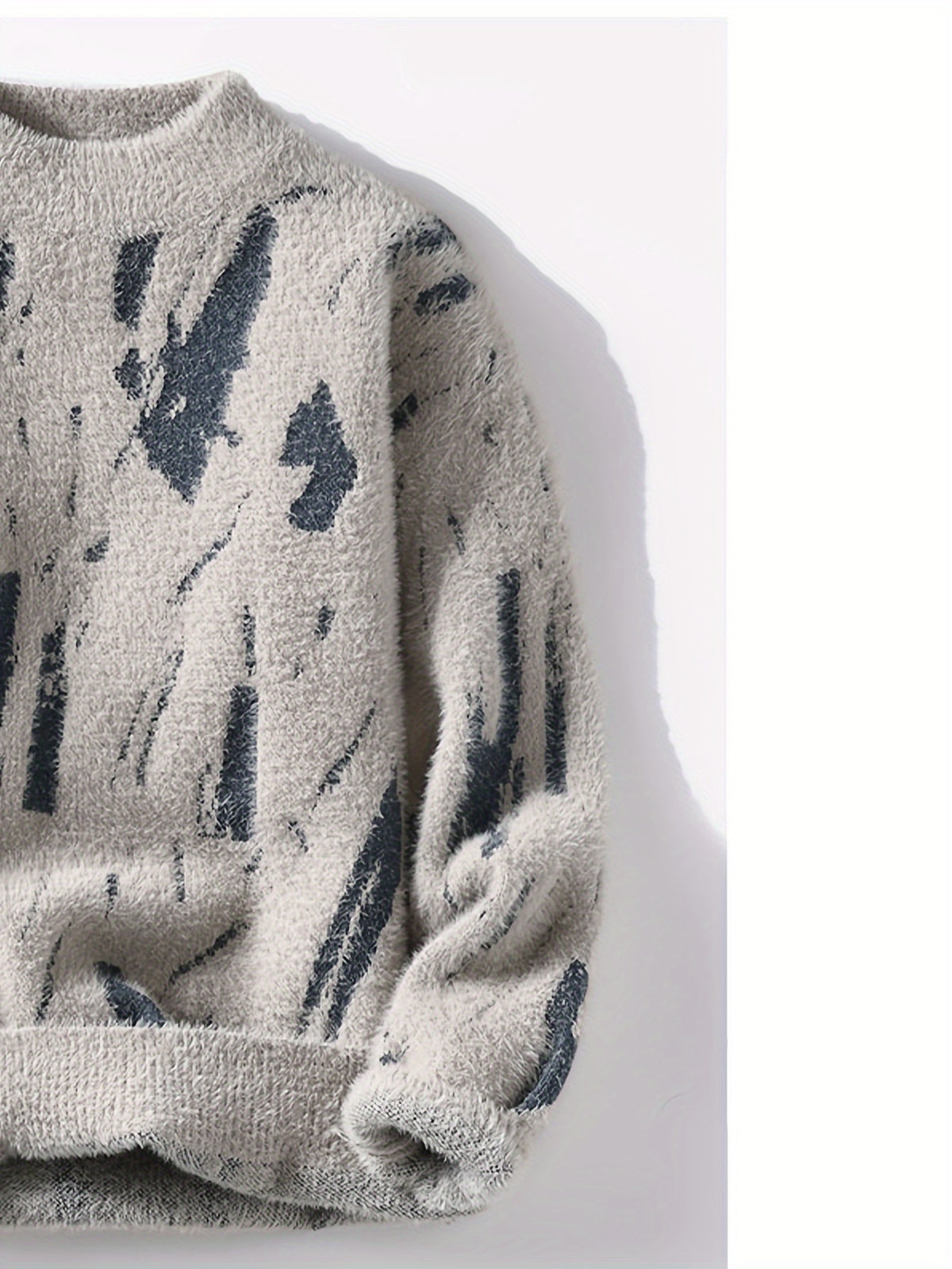 Men'S Casual Crew Neck Pullover Sweater - Long Sleeve Knitted Fabric Top with Color Block Design, Fall/Winter Warmth, Acrylic Blend (50% Acrylic, 30% Polyester, 20% Nylon) - SENMEIGUO