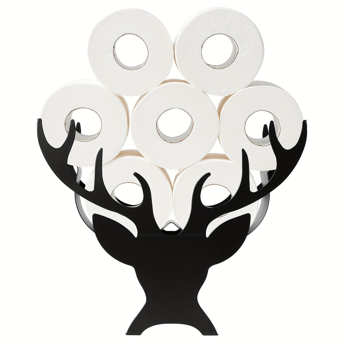 1pc Funny Deer Toilet Paper Holder with Deer & Antlers - Heavy-Duty Iron Construction, Self-Adhesive Bathroom Decor, Space-Saving Toilet Paper Rolls Organizer, For Home, Office, Camping - Funny Bathroom Decoration Gift, Home Decor, Playful Design