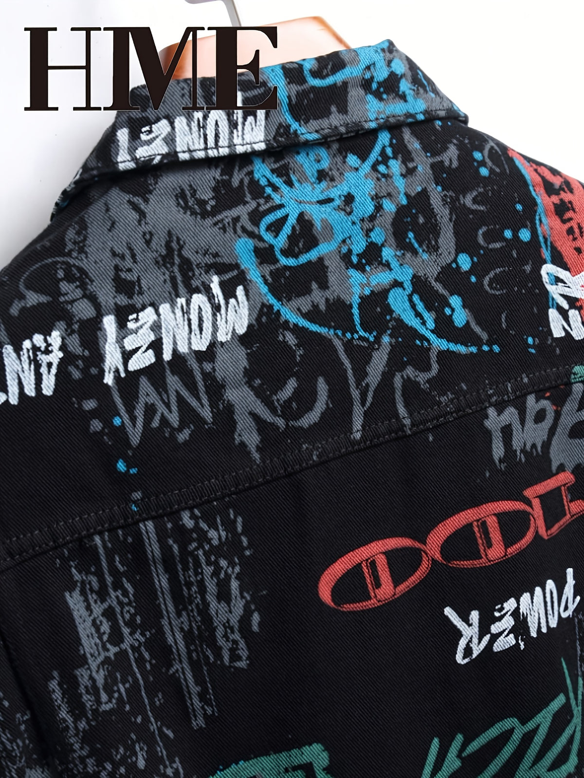 Korean Style Loose Graffiti Pure Cotton Men's Trendy Denim Jacket, Jeans Jacket for Men High Quality, Jeans Jacket, Jeans Jacket with Patches, Weekend Outfit, Everyday Jacket, Trendy Fashion, Loose Fit, Sturdy Construction, Durable Material, Men's Outerw
