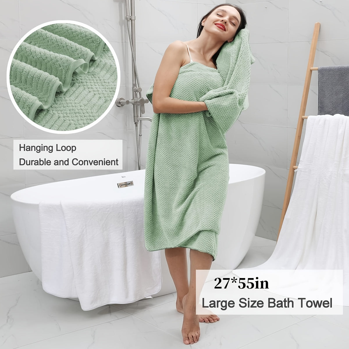 4pcs Large Bath Towel Set 70cm x 140cm/27*55in Oversized Soft Absorbent Quick-Dry Beach Chair Towels Suitable for Hotel and Spa Halloween & Christmas Decor, Plus Size Men's Women's