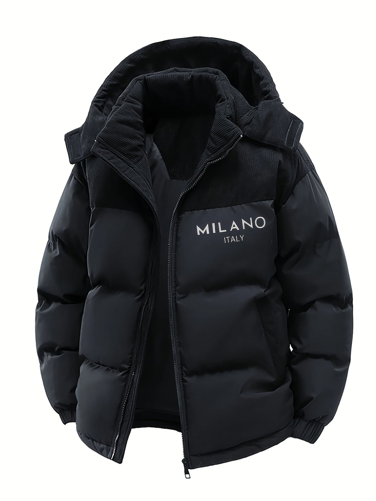 Men'S Casual Faux Fur Jacket with "MILANO ITALIA" Print - Lightweight Hooded Outdoor Coat, Beige, Regular Fit, Pockets Included, Polyester Fabric, Perfect for Casual Wear, Hooded Jacket