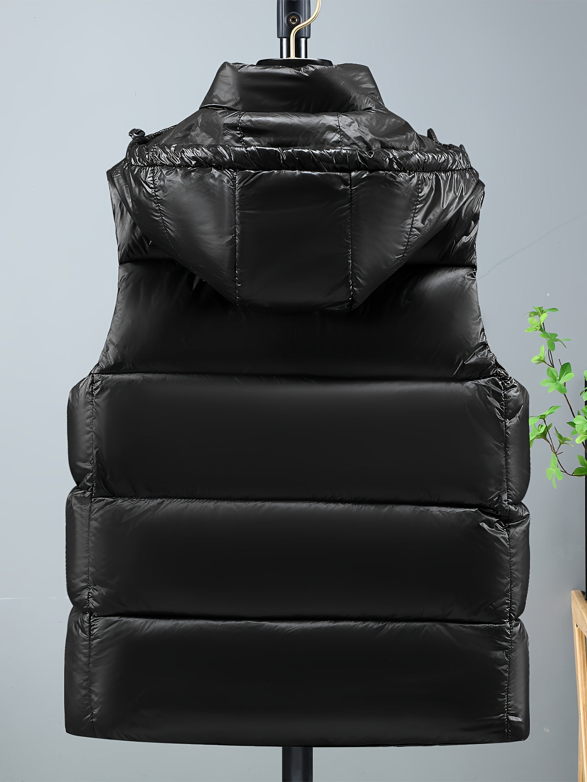 Men's & Women's Winter Jacket Vest with Hood - Full-Zip Coat, Golden-Tone Zipper & Black, Machine Washable - Unisex Cold Weather Outerwear for Skiing, Commuting, Activities (), Winter Clothes For Men, Winter Vest For Men, Winter Jackets For Men, Mens Win