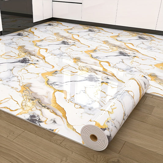 1 Roll Heavy-Duty 3mm Thick Self-Adhesive Removable Marble Floor & Wall Tiles - Peel & Stick Waterproof Vinyl Sheets Suitable for Bathroom, Kitchen, Living Room, Bedroom - Luxury Marble Design (Black/White/, Grey/White, Beige/Grey)