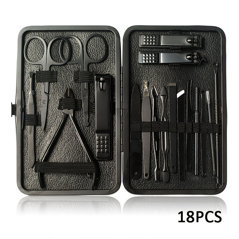 Professional Pedicure Nail Scissors Set - 7/10/12/16/18 Pcs Nail Care Tools, Nail Cutter Nail Clipper Nail Files With Portable Case For Men And Women