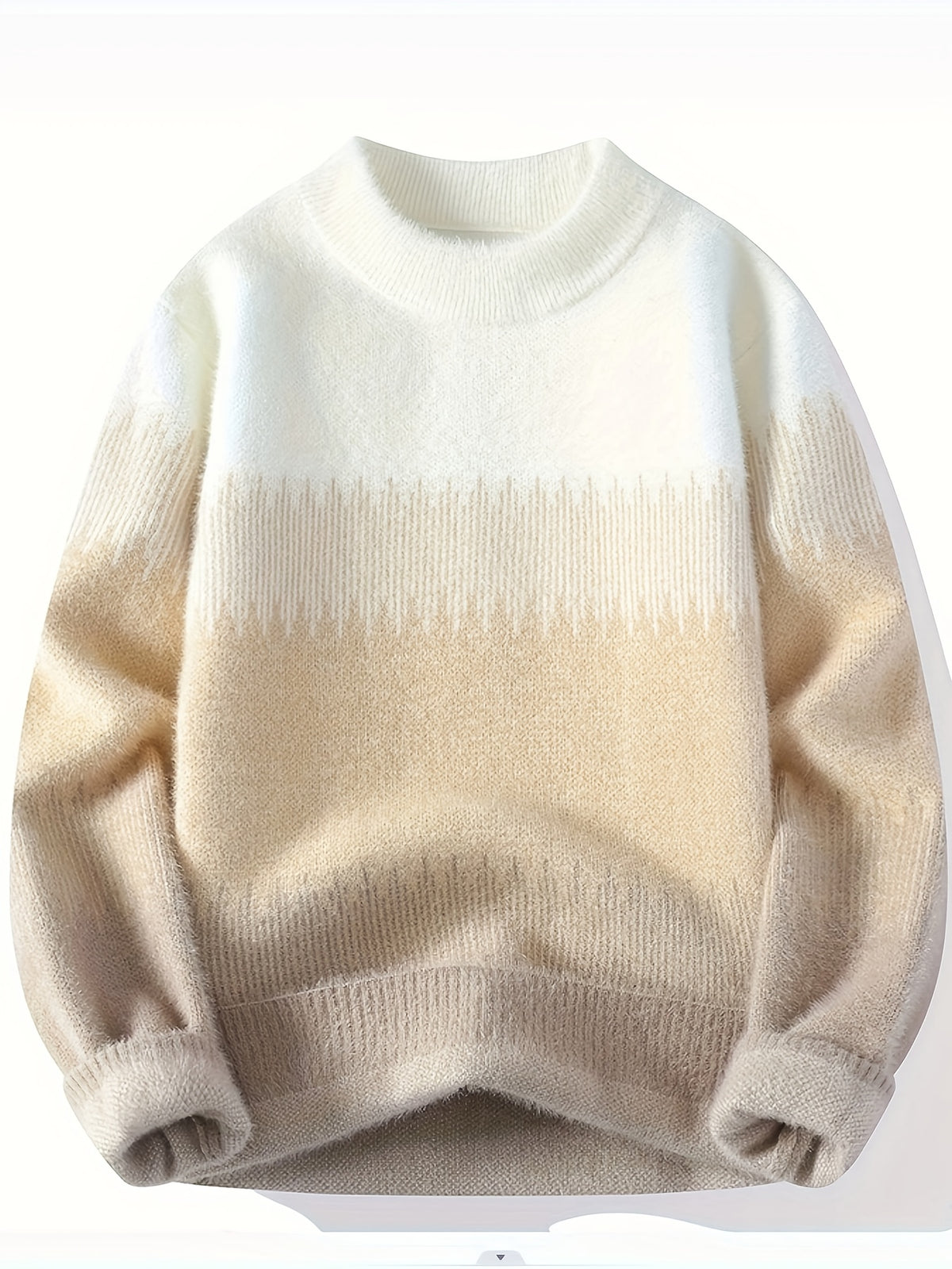 Men'S Cozy Striped Knit Sweater - Thick Warm Crew Neck Pullover with Geometric Pattern, Stretchy & Comfortable for Fall/Winter, Perfect for Casual or Stylish Outfits, Autumn Winter Apparel | Trendy Striped Sweater | Knit Construction, Sweater Vest