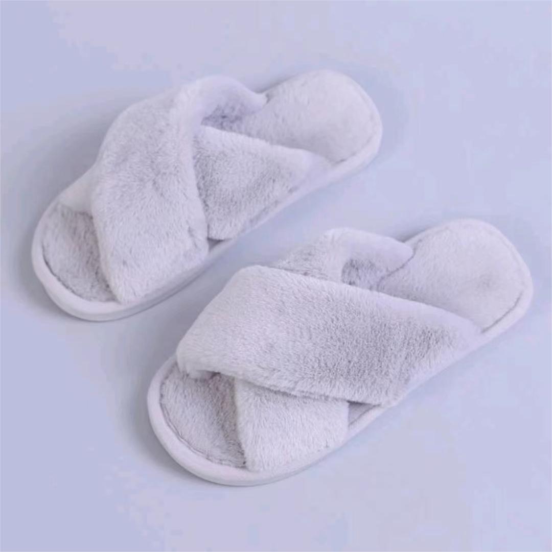 Cozy Crisscross Furry Slippers - Women's Warm Plush Fuzzy Flat Open Toe Home Shoes with Soft Comfy Insoles - Perfect for Lounging Around the House