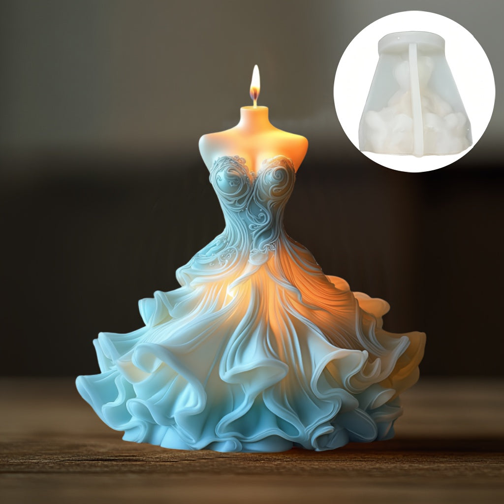 Elegant Wedding Dress Silicone Mold for Candles - Bride-Inspired Long Gown Design, Perfect for Wedding Decor, Resin & Silicone Crafting, Ideal Gift for Brides and Grooms, Wedding Decorations