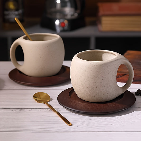 1set ceramic coffee cup saucer Home kitchen dining room Coffee cup saucer set for tea coffee milk fruit juice Suitable for outdoor wedding party gift birthday