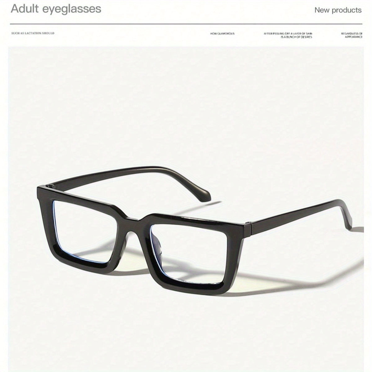 1pc Men's Lightweight Acrylic Rectangular Glasses - Bohemian Style Full-Rim Black Frame, Non-Prescription Decorative Lenses for Casual & Business Fashion Accessories, Versatile Eyewear | Minimalist Eyewear | Durable Eyeglasses