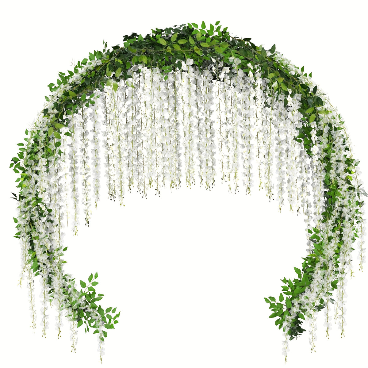 Artificial White Wisteria Vine Garland, 16 Branches Silk Rattan Hanging Flowers, Plastic Plant for Valentine'S Day, Garden, Home, Wedding Arch, Party Decor, Easter & Halloween Gift