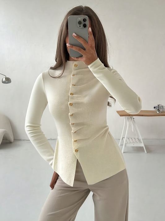 Spring and Autumn New Women's Top, Simple and Elegant Style, Solid Color, Fashionable Casual Comfortable Waist-Defining Commuter Long Sleeve Cardigan